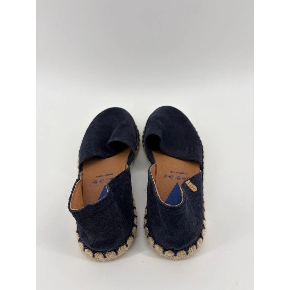 Verbenas Carmen Serraje Suede Leather Flat Espadrilles Navy Shoes,Women 39 (8.5)